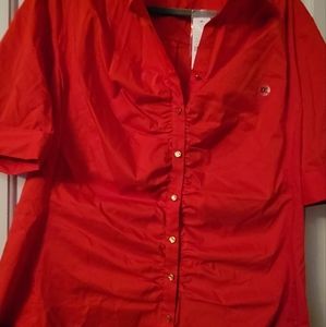 NY&Co ruched blouse,  Bright red, elbow-length sleeves. XXL, NWT